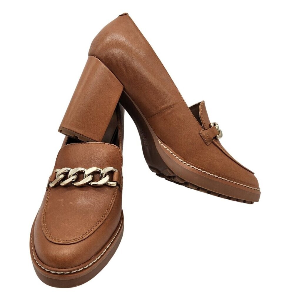 Naturalizer Women's Size 9 M Brown Block Heeled  Callie-Moc Loafer Pumps 238